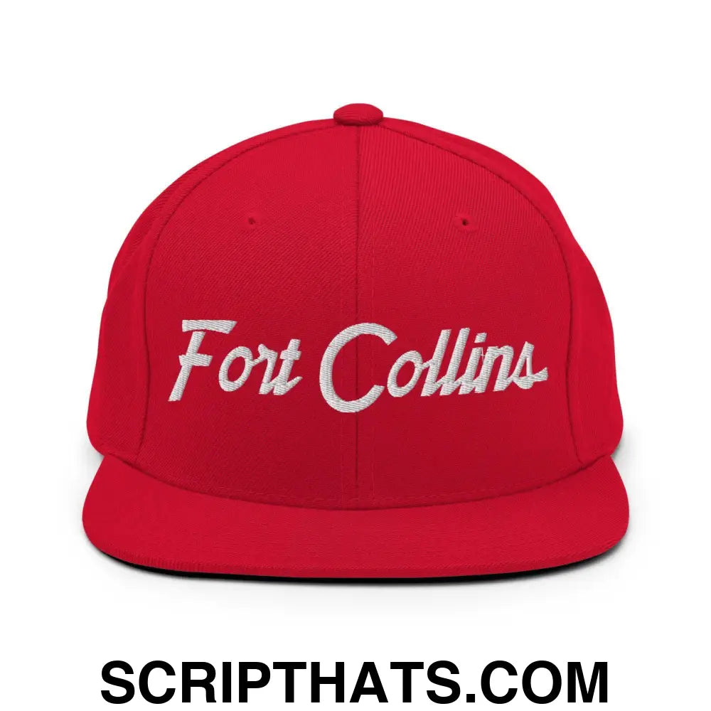 Fort Collins Script Snapback Hat Red