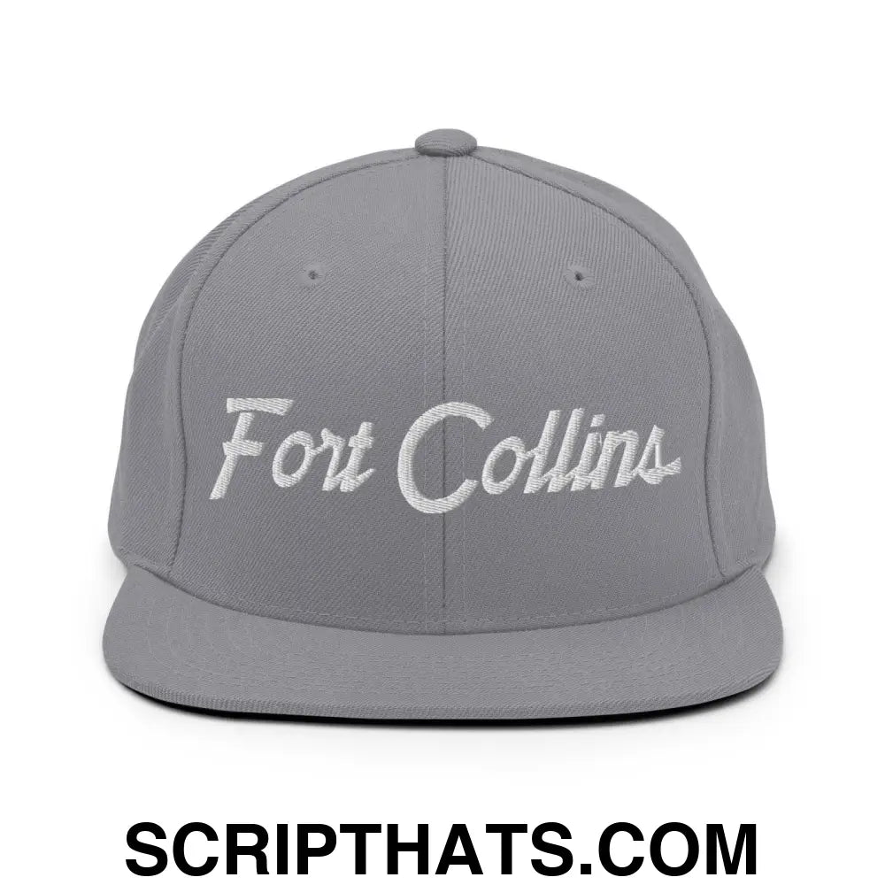 Fort Collins Script Snapback Hat Silver