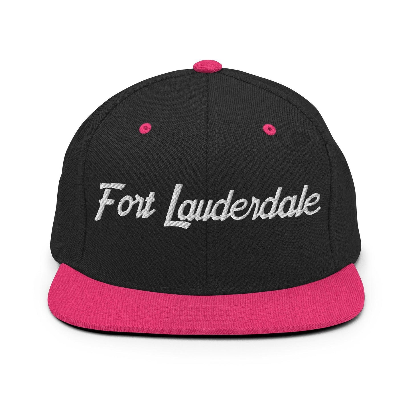 Fort Lauderdale Script Snapback Hat Black Neon Pink