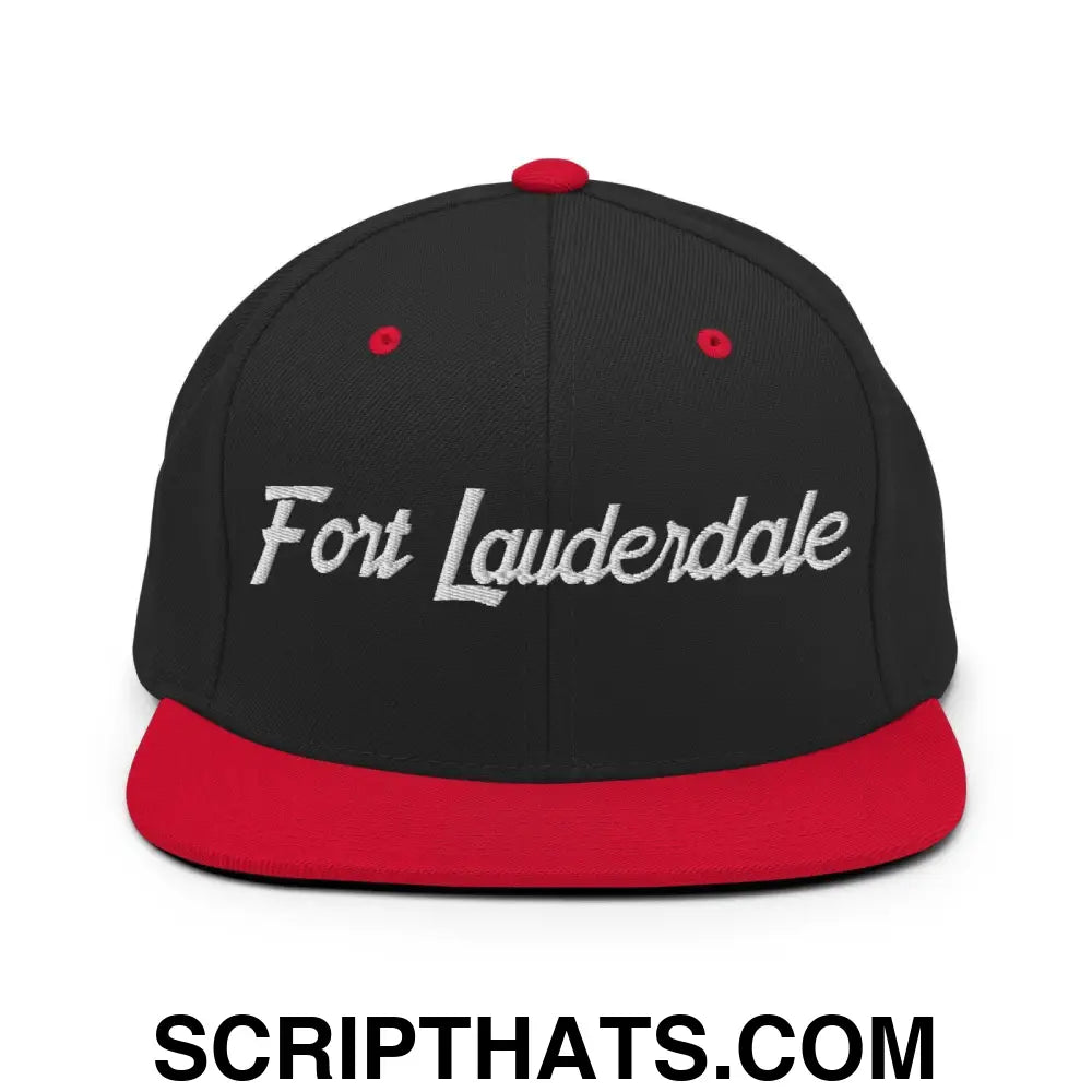 Fort Lauderdale Script Snapback Hat Black Red