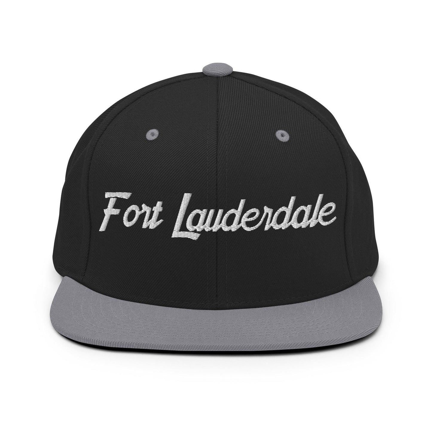 Fort Lauderdale Script Snapback Hat Black Silver
