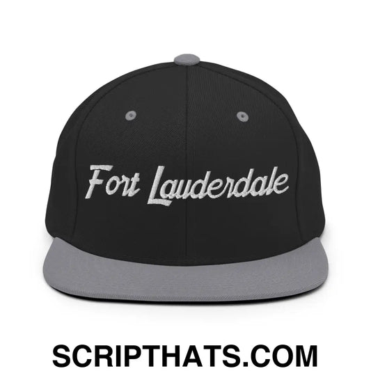 Fort Lauderdale Script Snapback Hat Black Silver