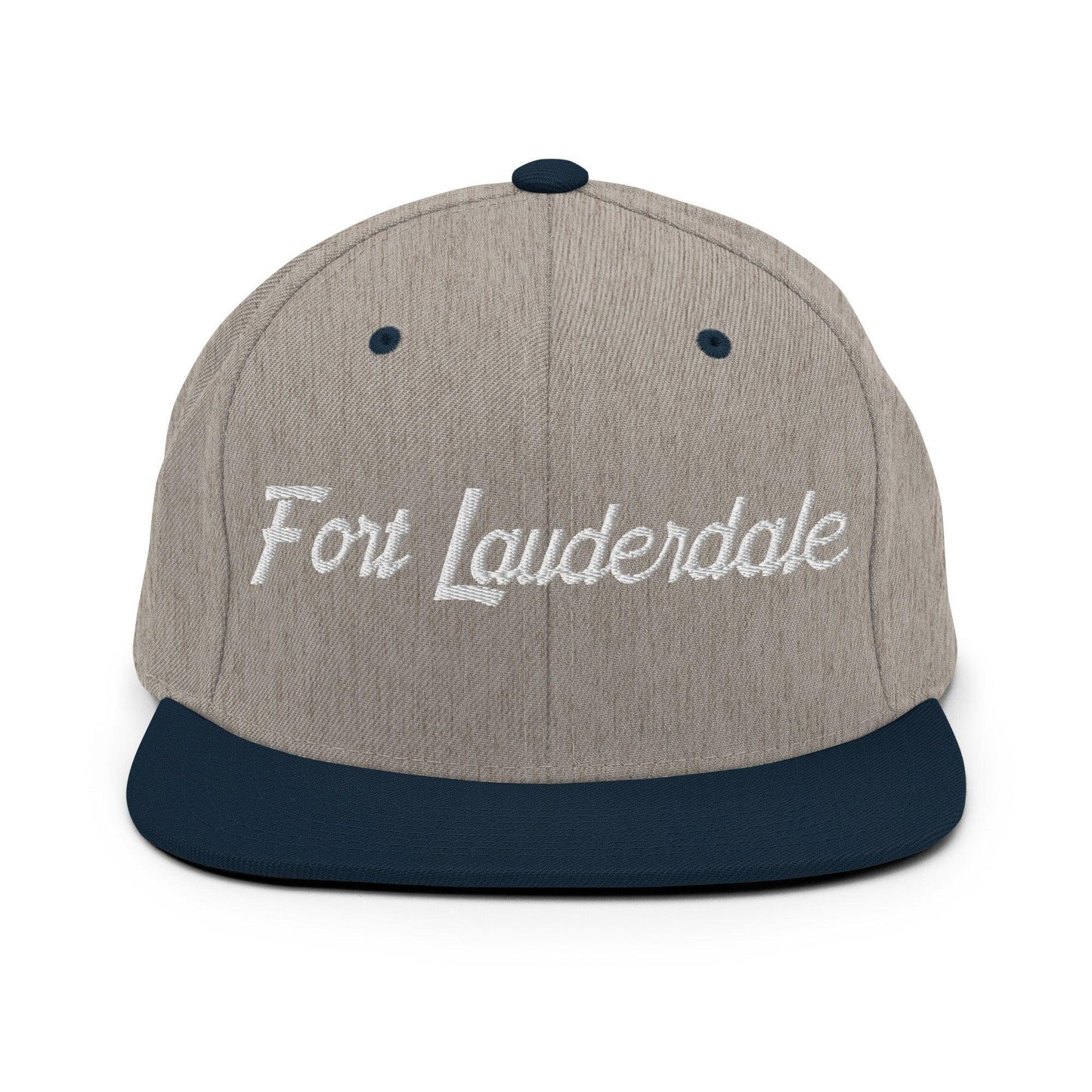 Fort Lauderdale Script Snapback Hat Heather Grey Navy