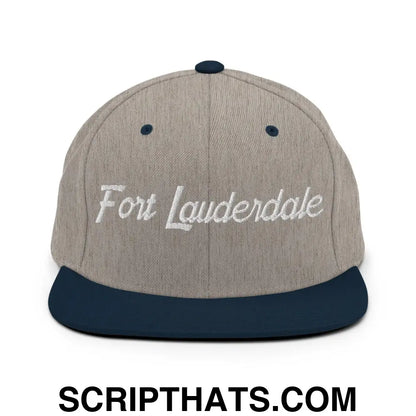 Fort Lauderdale Script Snapback Hat Heather Grey Navy