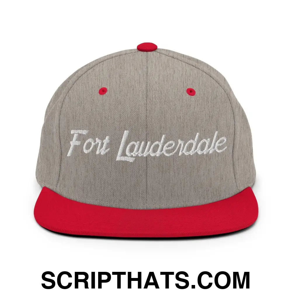 Fort Lauderdale Script Snapback Hat Heather Grey Red