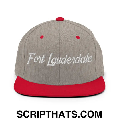 Fort Lauderdale Script Snapback Hat Heather Grey Red