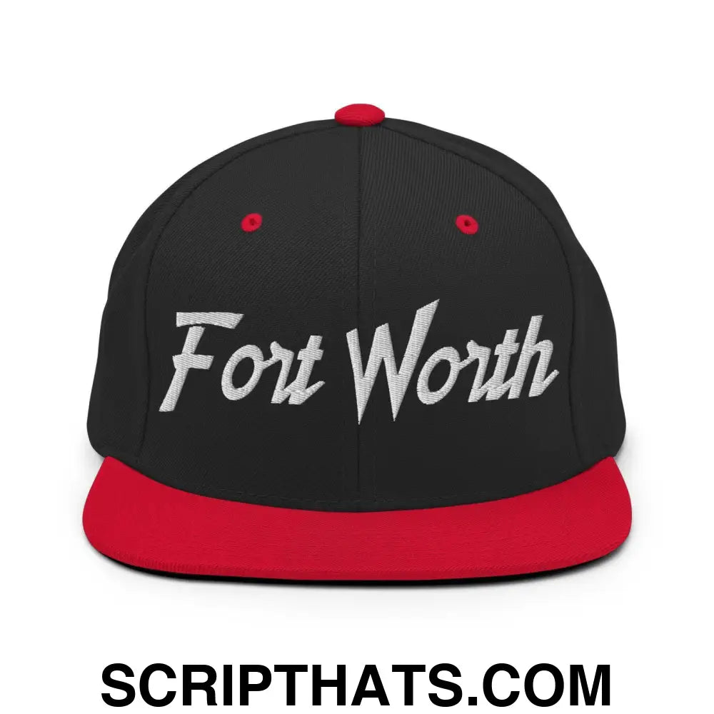 Fort Worth Script Snapback Hat Black Red