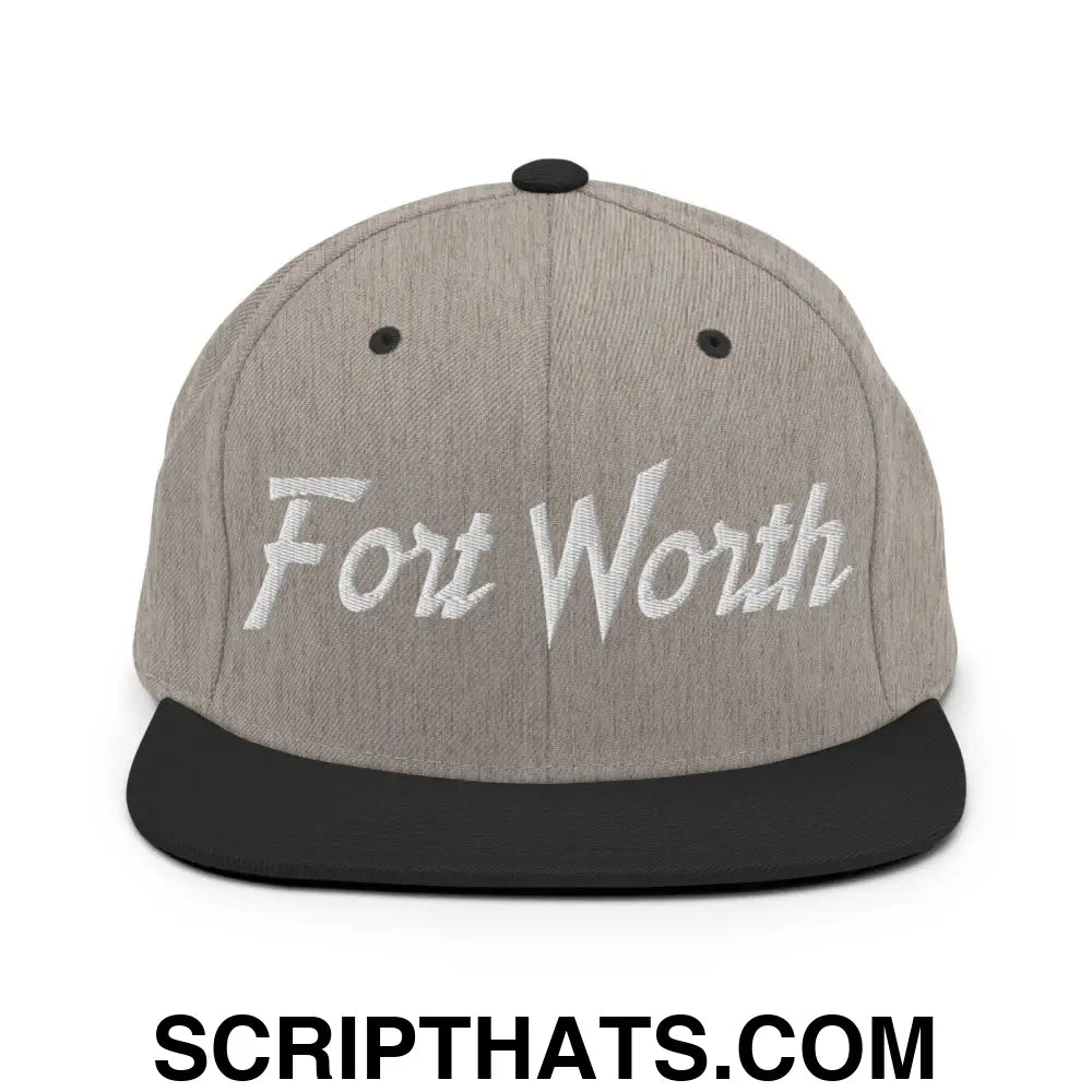 Fort Worth Script Snapback Hat Heather Black