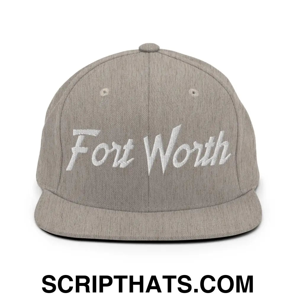 Fort Worth Script Snapback Hat Heather Grey