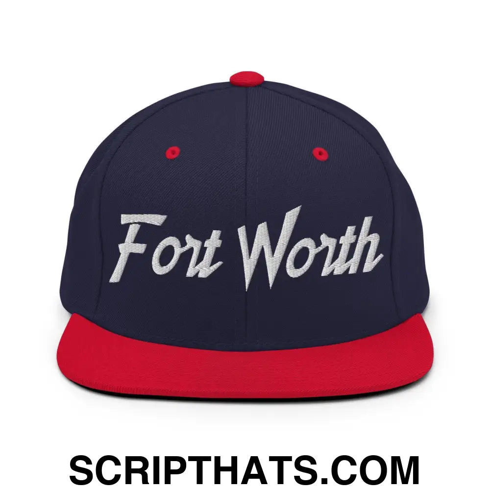 Fort Worth Script Snapback Hat Navy Red