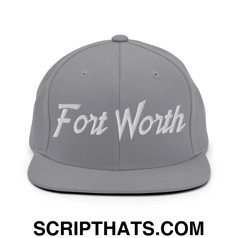 Fort Worth Script Snapback Hat Silver