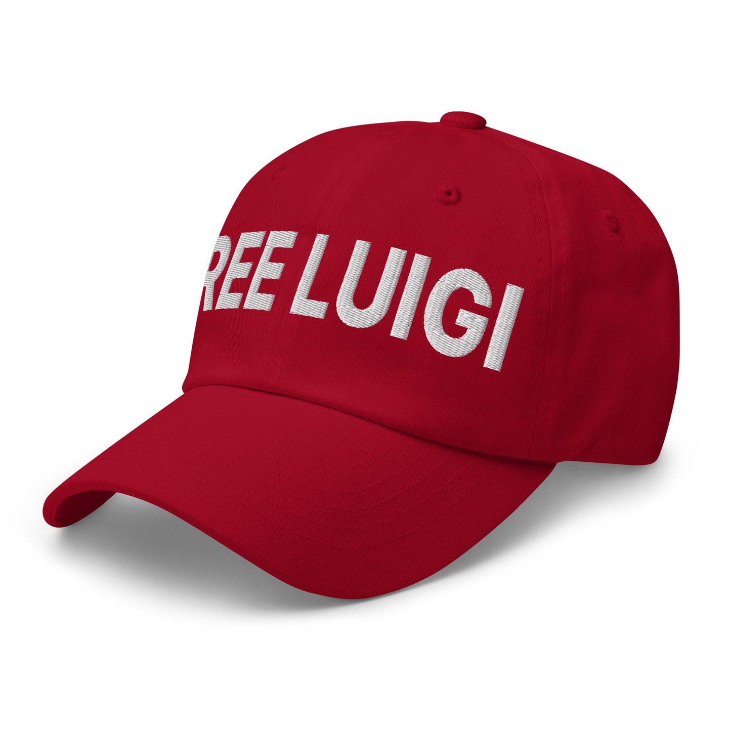 Free Luigi Mangione Embroidered Dad Hat Cranberry