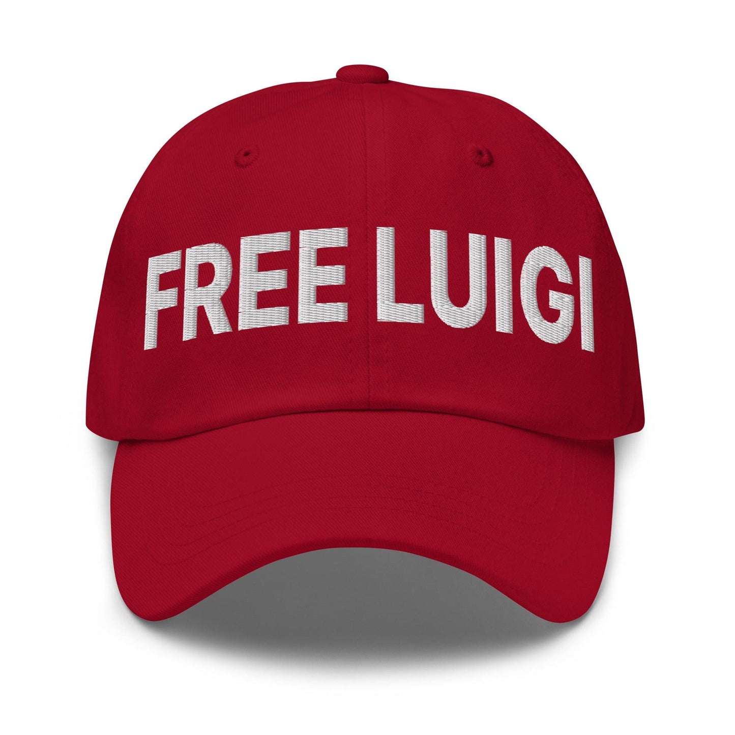 Free Luigi Mangione Embroidered Dad Hat Cranberry