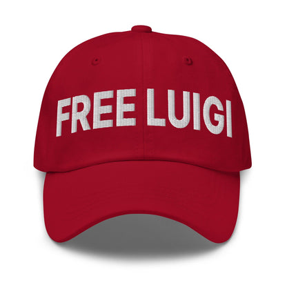 Free Luigi Mangione Embroidered Dad Hat Cranberry