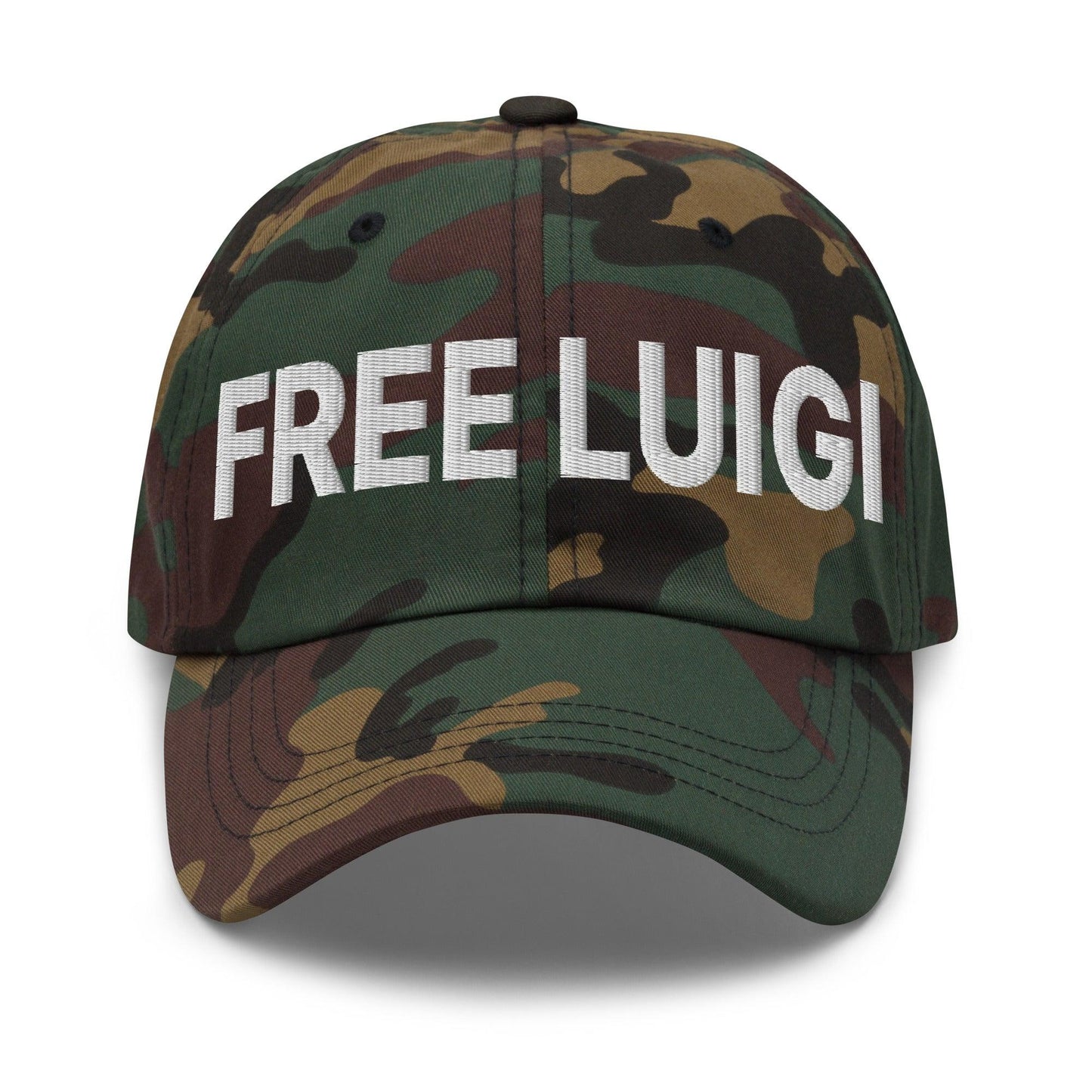 Free Luigi Mangione Embroidered Dad Hat Green Camo