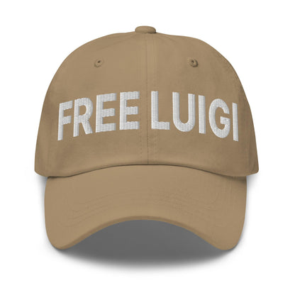 Free Luigi Mangione Embroidered Dad Hat Khaki