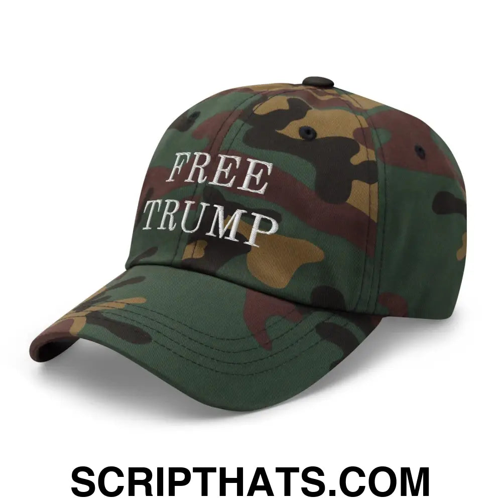 Free Trump MAGA Dad Hat Green Camo