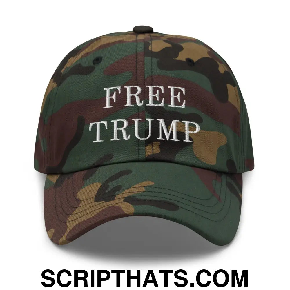 Free Trump MAGA Dad Hat Green Camo