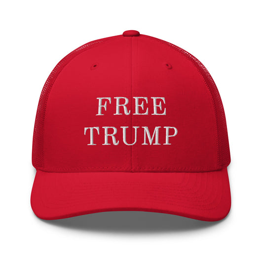 Free Trump MAGA Retro Trucker Hat Red