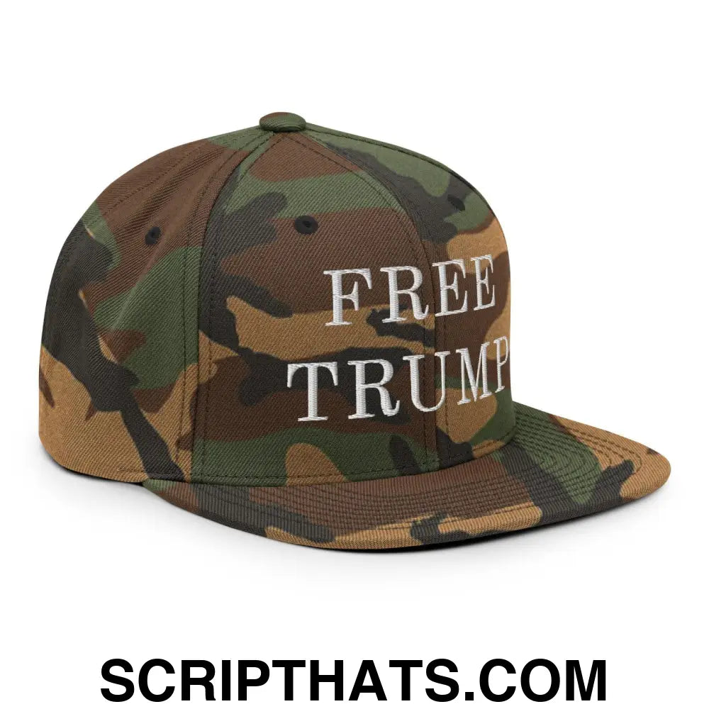 Free Trump MAGA Snapback Hat Green Camo