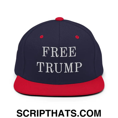 Free Trump MAGA Snapback Hat Navy Red