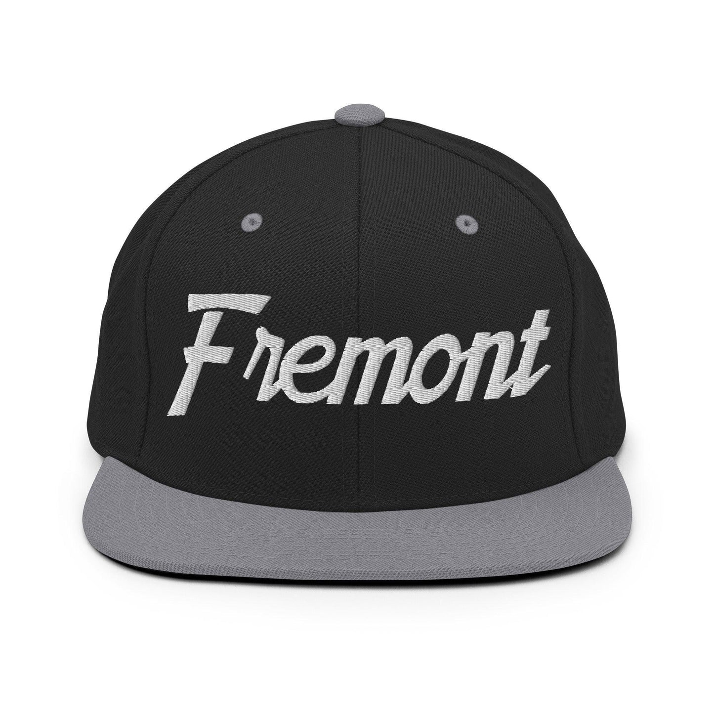 Fremont Script Snapback Hat Black Silver