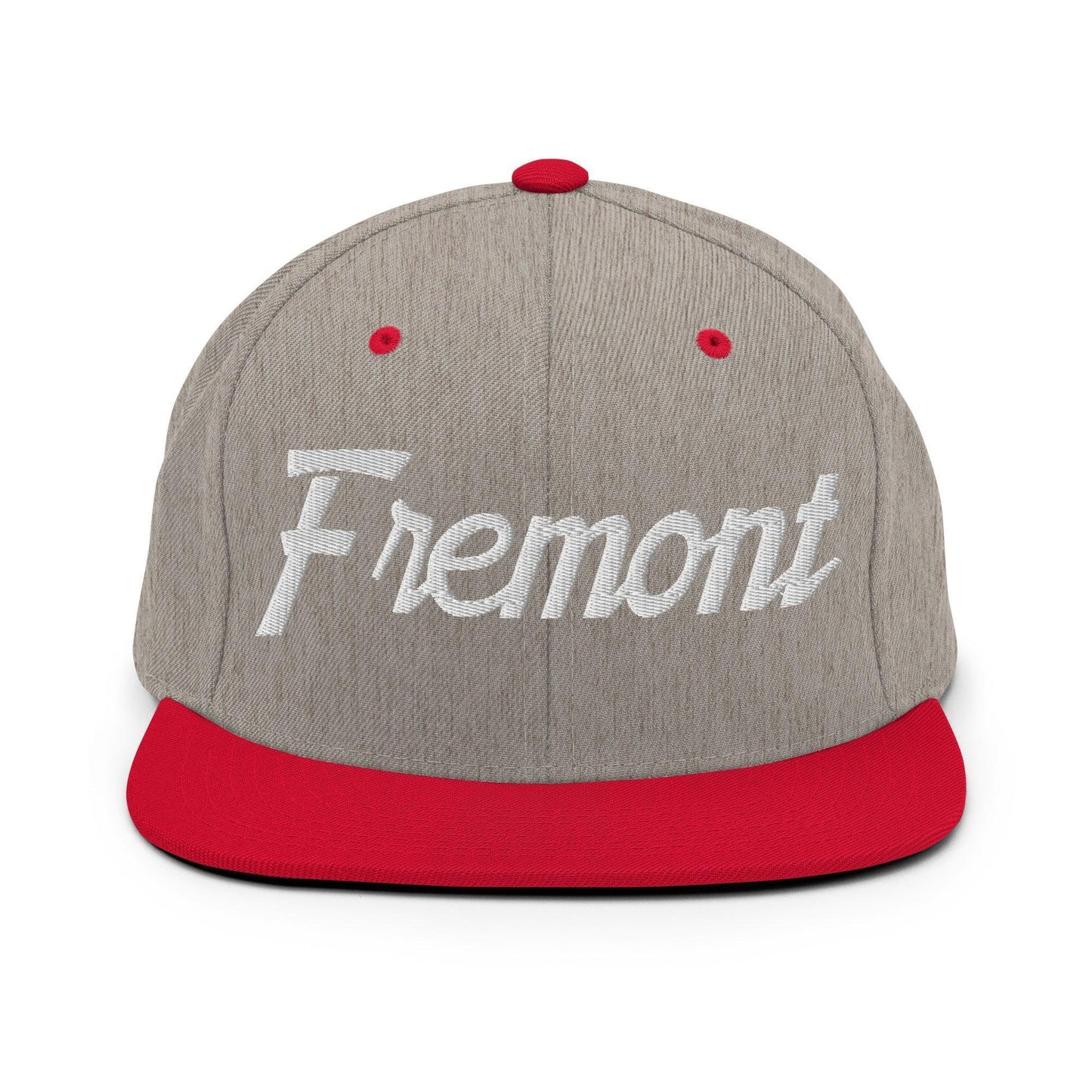 Fremont Script Snapback Hat Heather Grey Red