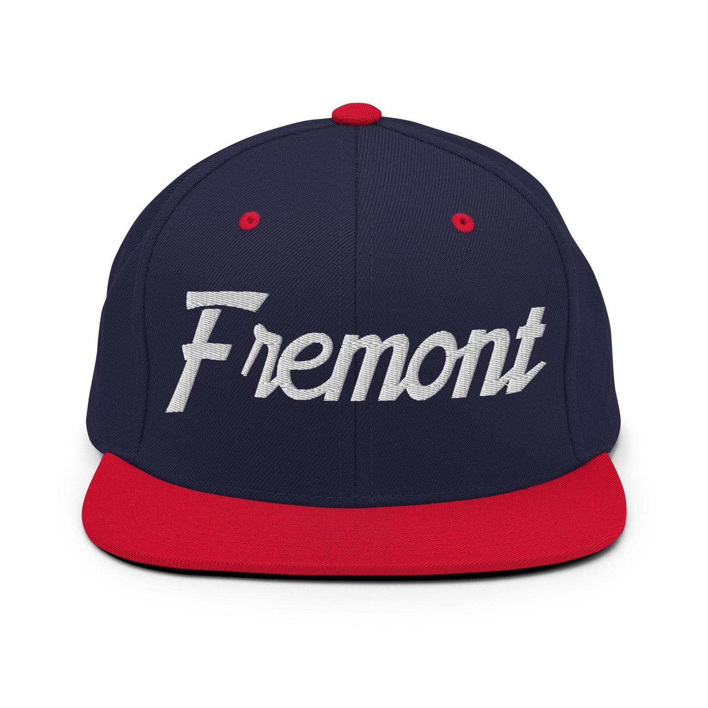 Fremont Script Snapback Hat Navy Red