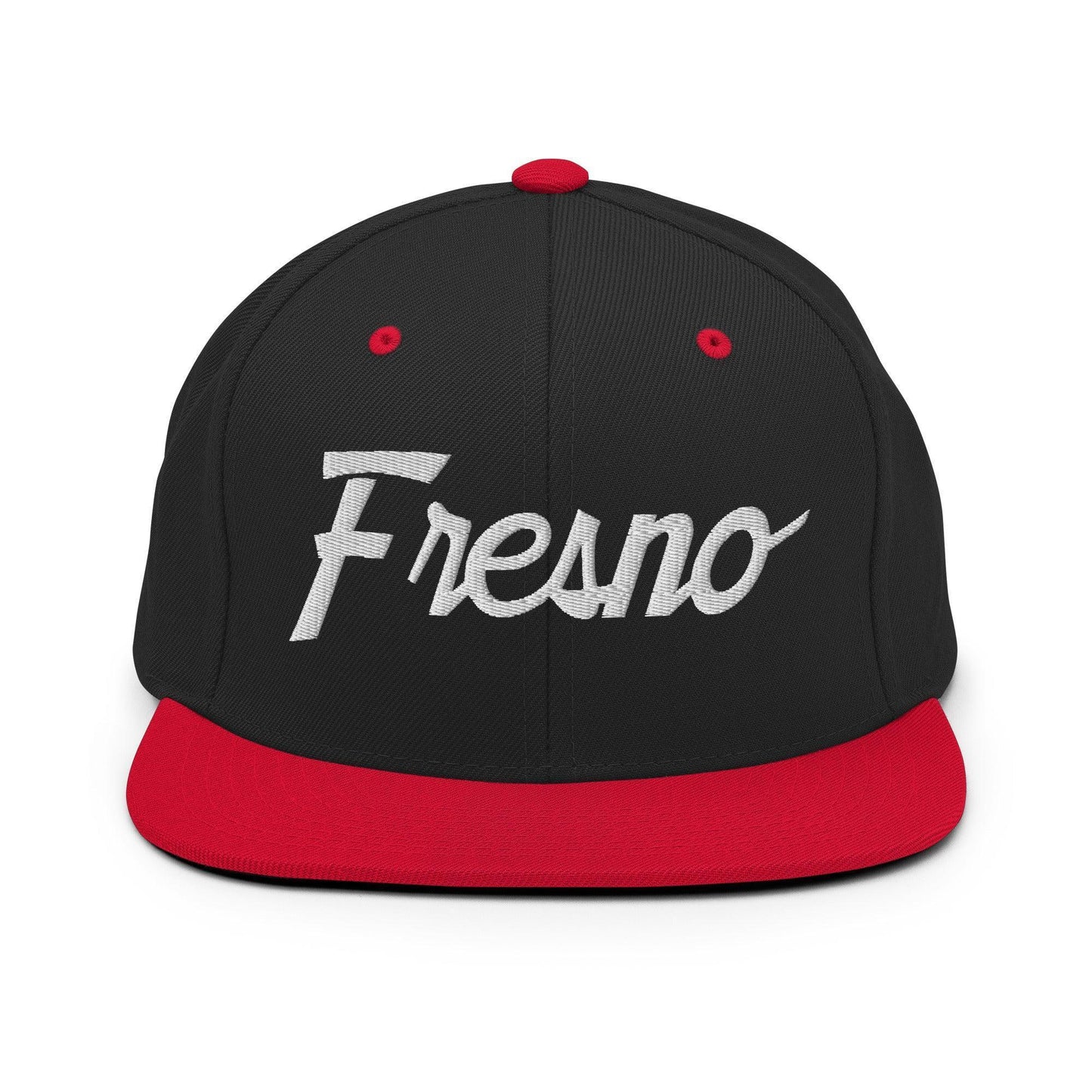 Fresno Script Snapback Hat Black Red