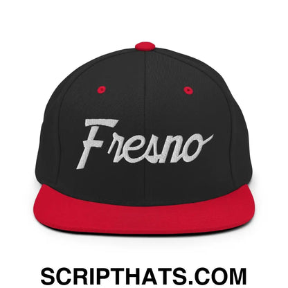 Fresno Script Snapback Hat Black Red