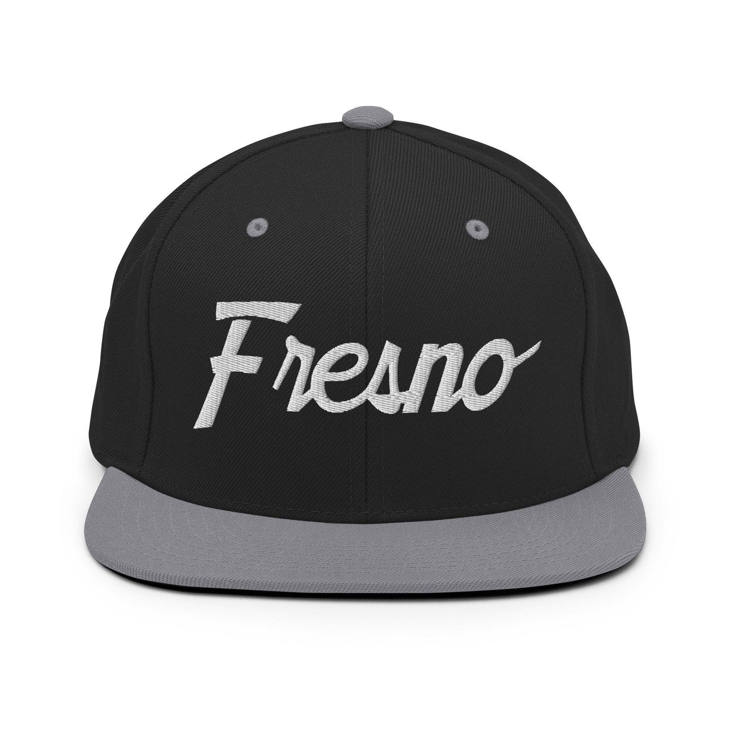 Fresno Script Snapback Hat Black Silver