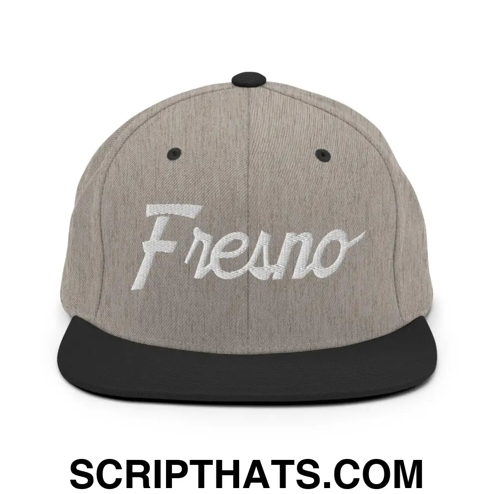 Fresno Script Snapback Hat Heather Black