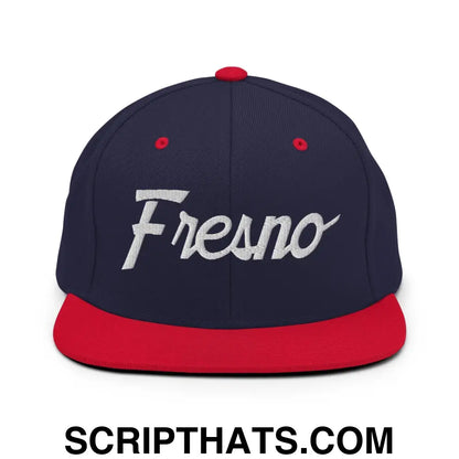 Fresno Script Snapback Hat Navy Red