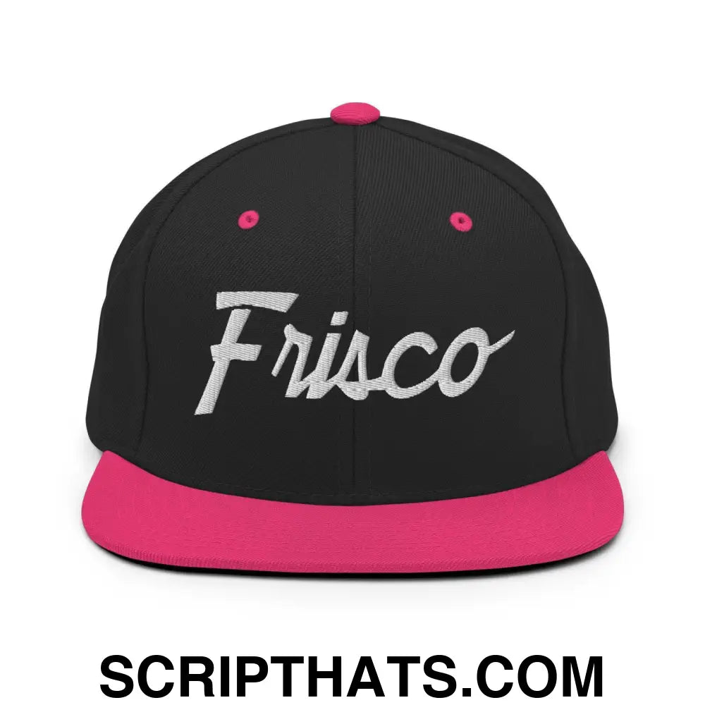 Frisco Script Snapback Hat Black Neon Pink