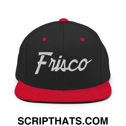 Frisco Script Snapback Hat Black Red