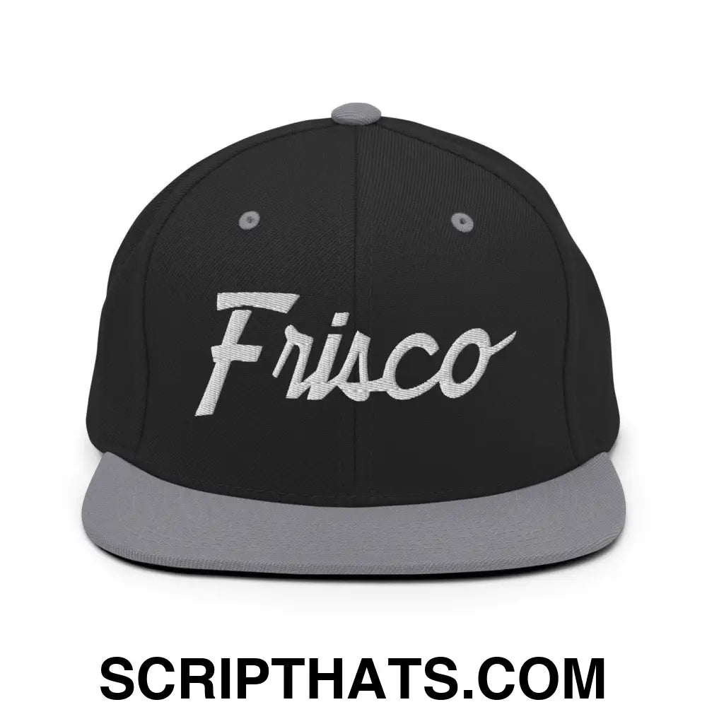 Frisco Script Snapback Hat Black Silver