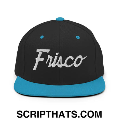 Frisco Script Snapback Hat Black Teal