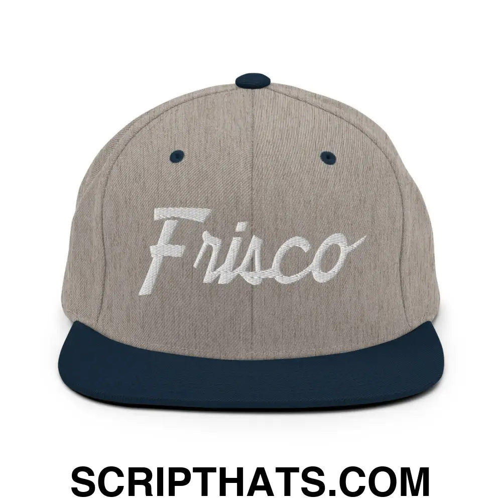 Frisco Script Snapback Hat Heather Grey Navy