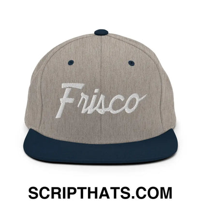 Frisco Script Snapback Hat Heather Grey Navy