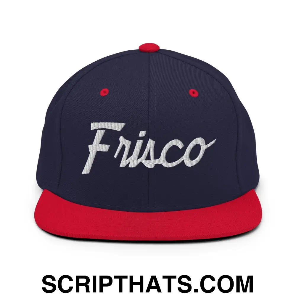 Frisco Script Snapback Hat Navy Red