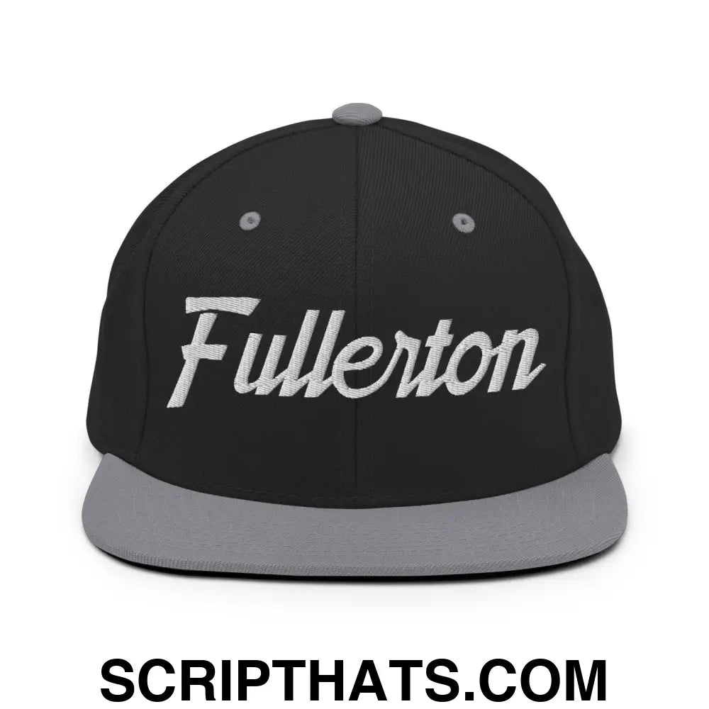 Fullerton Script Snapback Hat Black Silver