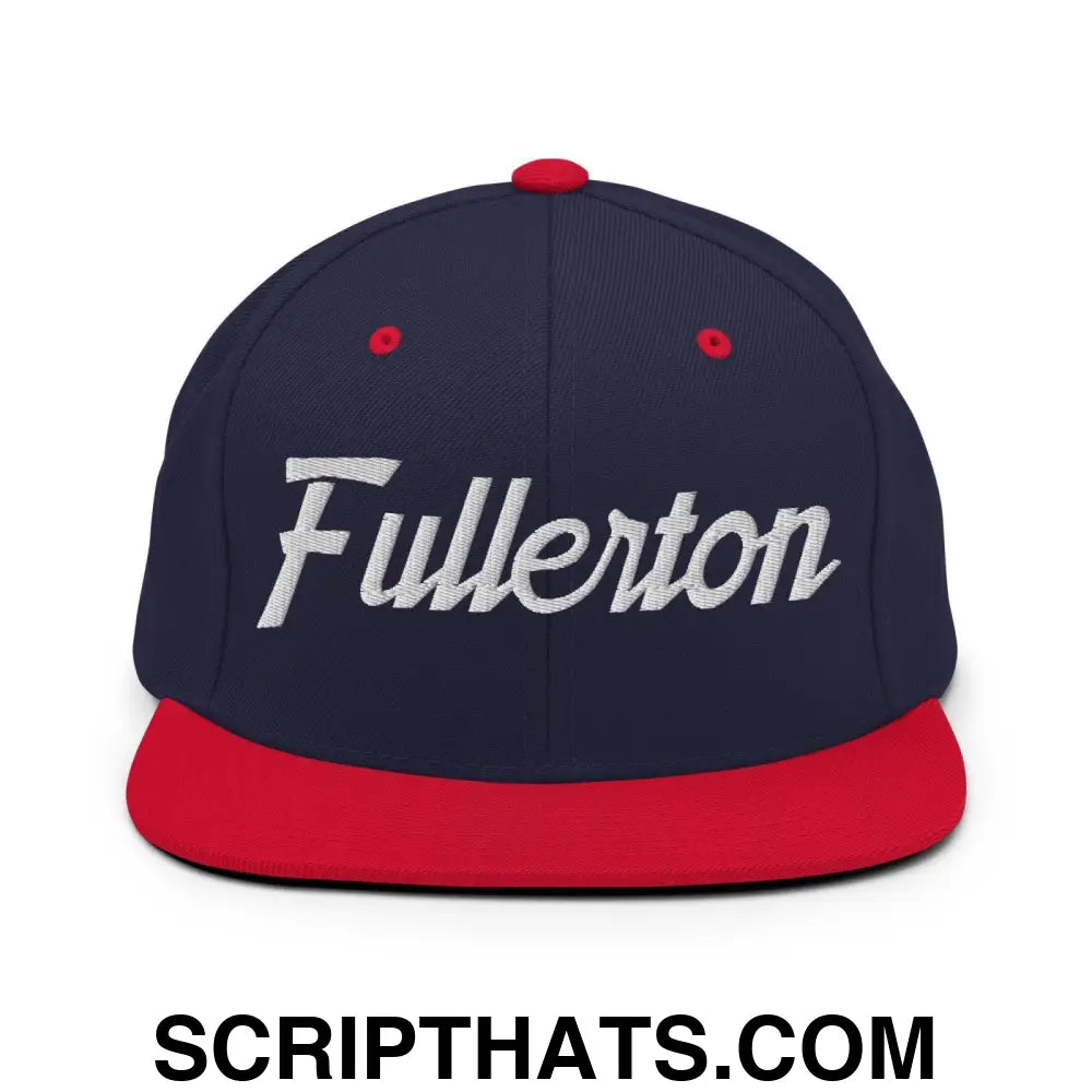 Fullerton Script Snapback Hat Navy Red