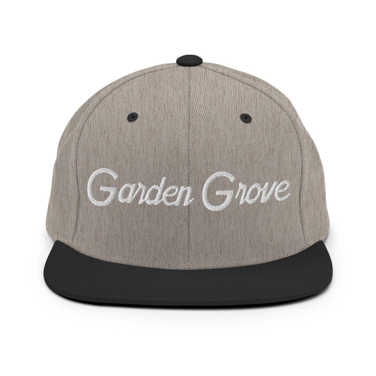 Garden Grove Script Snapback Hat Heather Black