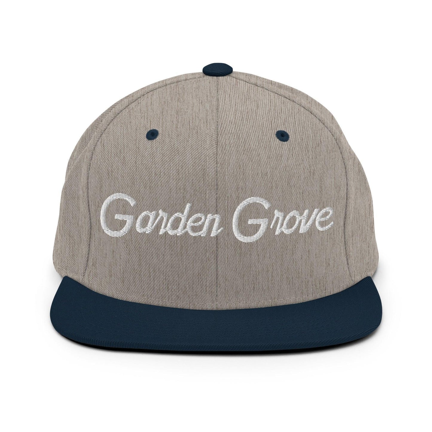 Garden Grove Script Snapback Hat Heather Grey Navy
