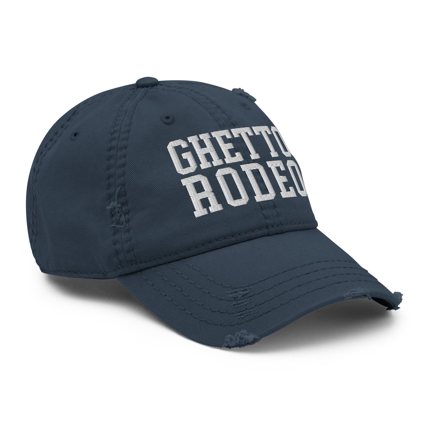 Ghetto Rodeo Varsity Letterman Block Distressed Dad Hat Navy