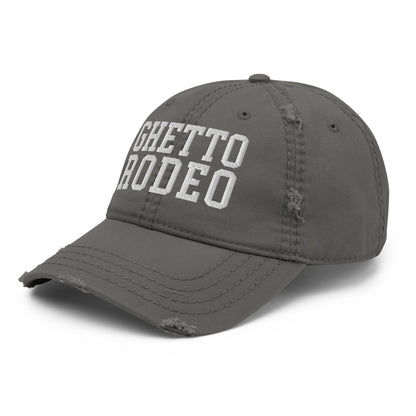 Ghetto Rodeo Varsity Letterman Block Distressed Dad Hat Charcoal Grey