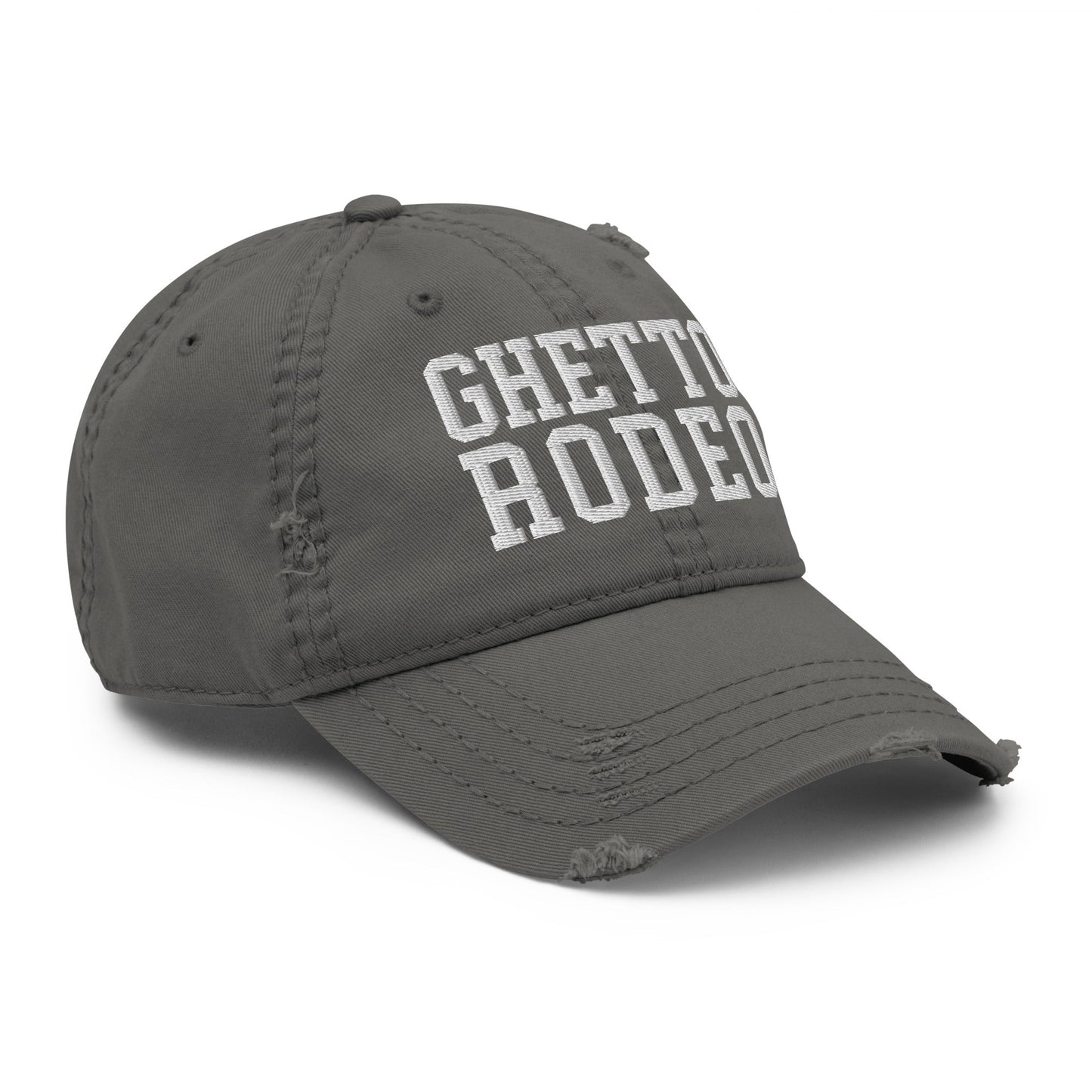 Ghetto Rodeo Varsity Letterman Block Distressed Dad Hat Charcoal Grey