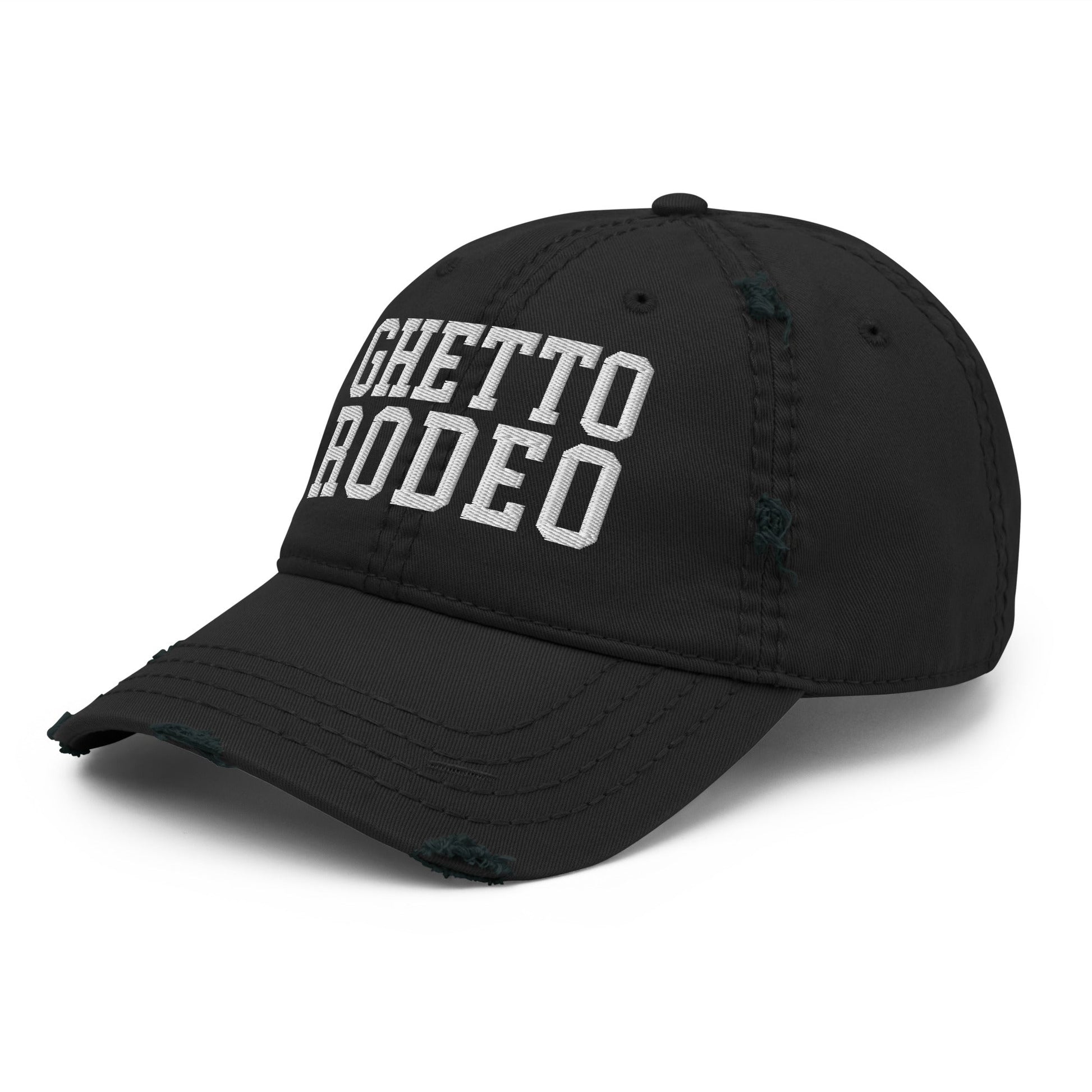 Ghetto Rodeo Varsity Letterman Block Distressed Dad Hat Black