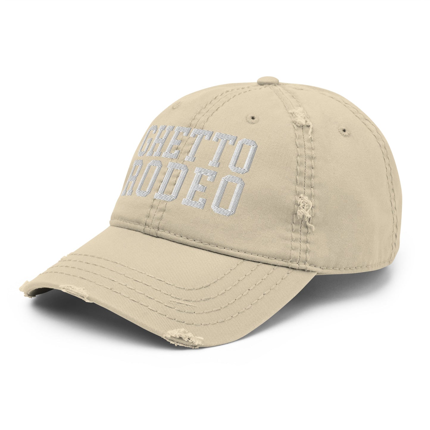 Ghetto Rodeo Varsity Letterman Block Distressed Dad Hat Khaki