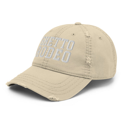 Ghetto Rodeo Varsity Letterman Block Distressed Dad Hat Khaki